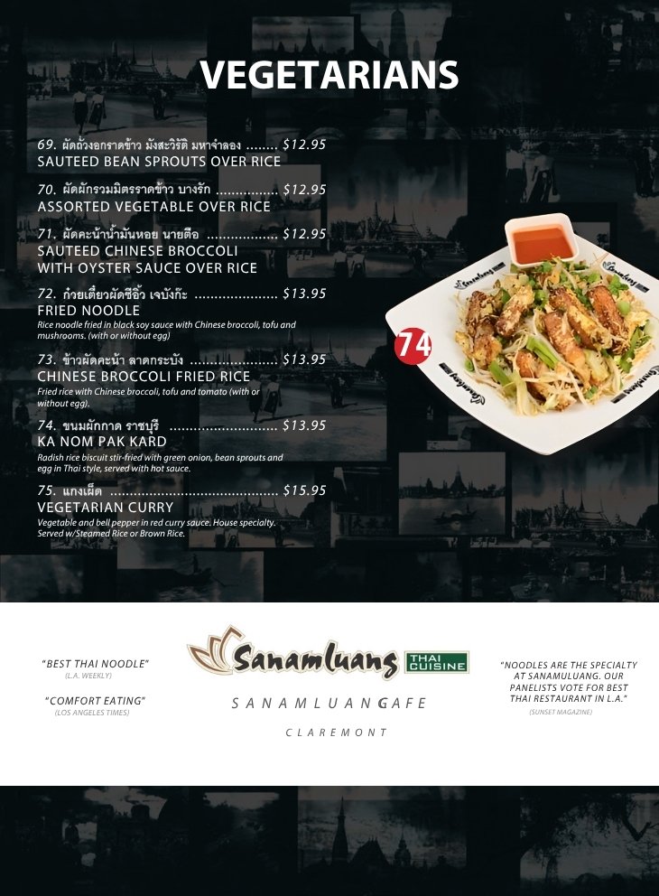 Vegetarians menu